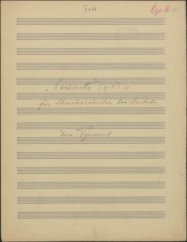 Canzonetta, op. 8, für Streichorchester bearbeitet