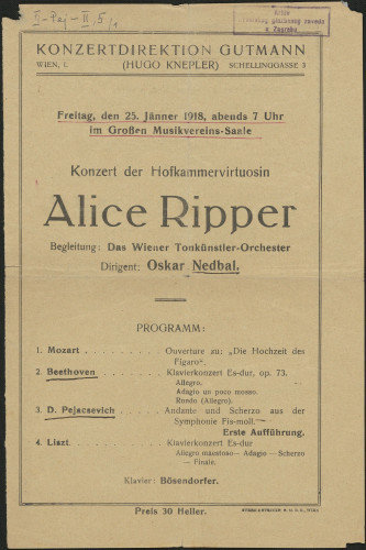 Konzert der Hofkammervirtuosin Alice Ripper