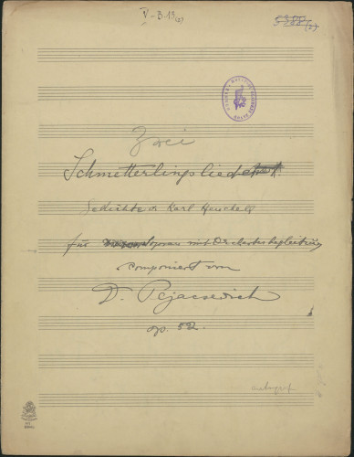 Zwei Schmetterlingslieder für Mezzo-sopran mit Orchesterbegleitung, op. 52