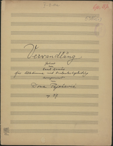 Verwandlung für Altstimme mit Orchesterbegleitung, op. 37