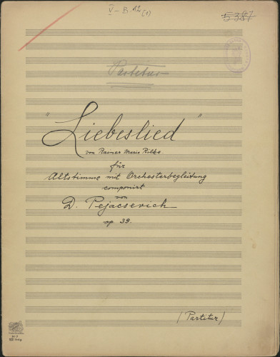 Liebeslied für Altstimme mit Orchesterbegleitung, op. 39