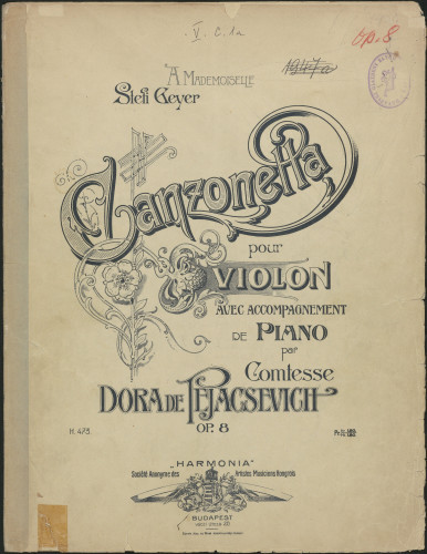 Canzonetta pour Violon avec accompagnement de Piano, op. 8