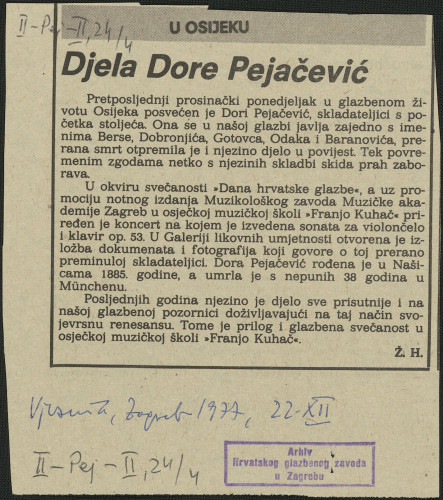 Djela Dore Pejačević