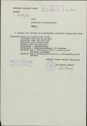 Dopis HGZ-a G. Kochanovszky