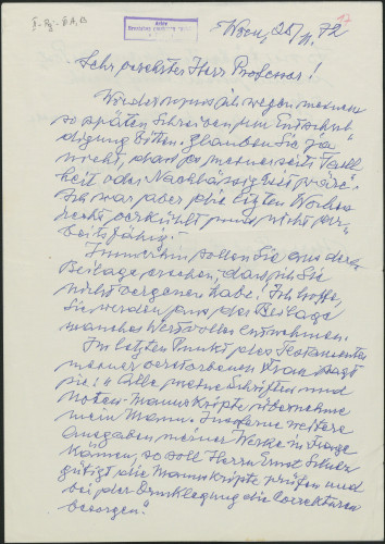 Pismo O. Lumbe - L. Šaban